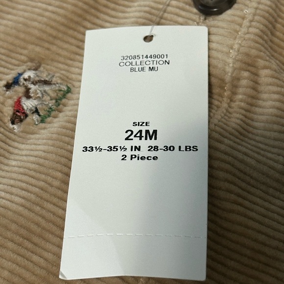 Ralph Lauren / 2-Piece Striped Shirt & Corduroy Embroidered Overalls Set - Picture 12 of 13